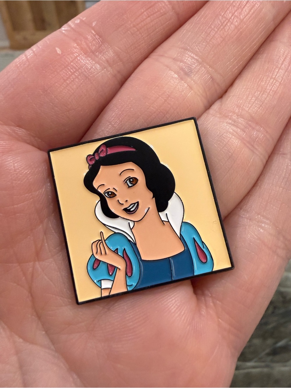 Disney Snow White Square Enamel Pin - Blue, Yellow, Black